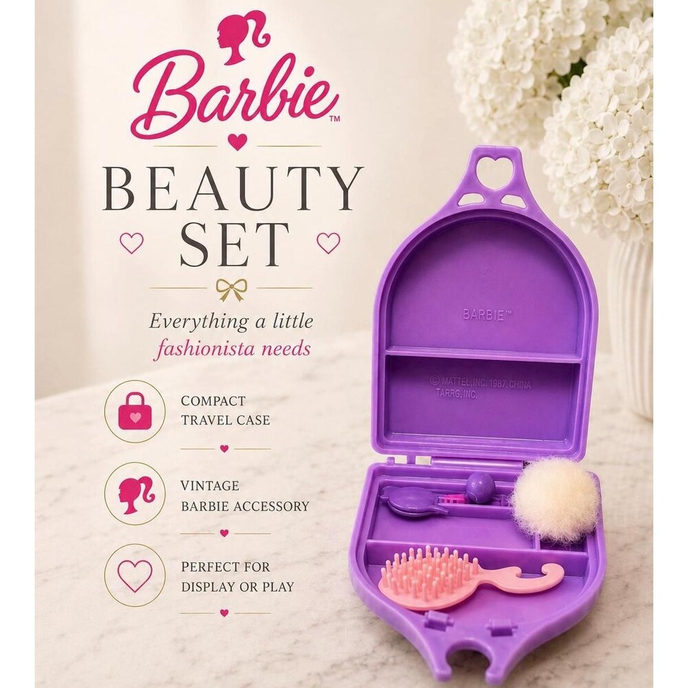 Vintage Barbie Beauty Secrets Makeup Compact Case & Accessories – Mattel 1970s C
